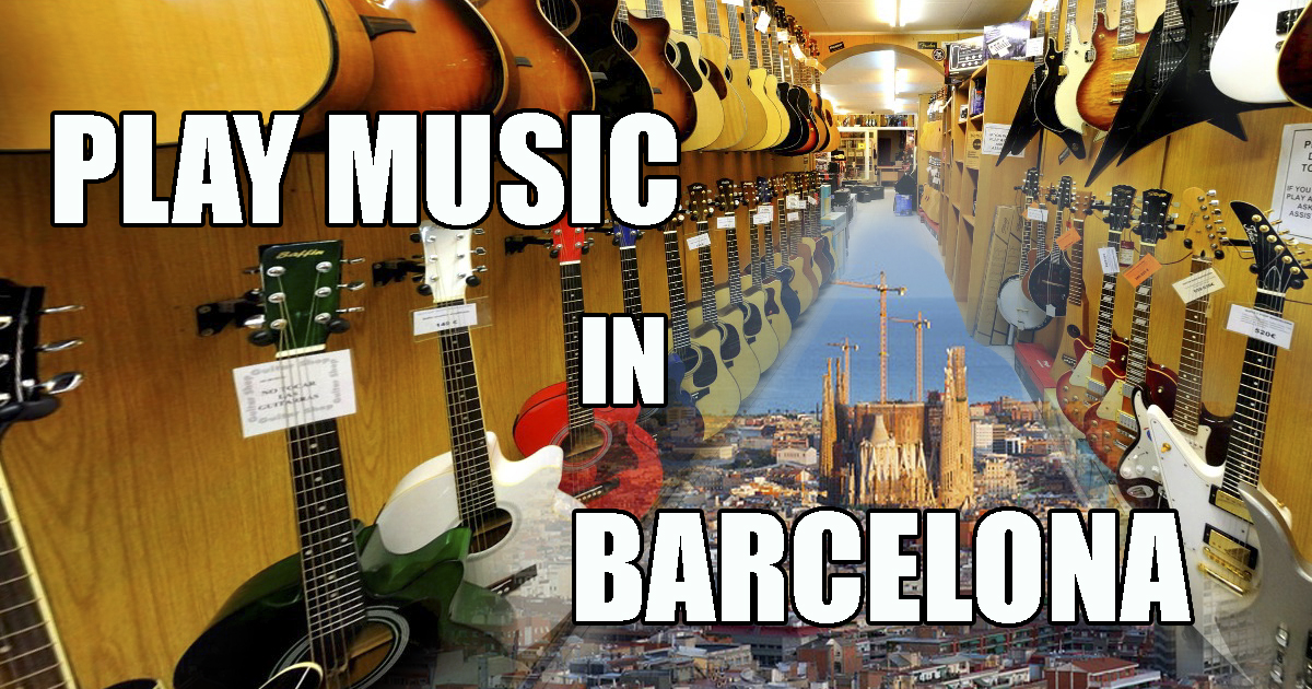 Playing a musical instrument in Barcelona