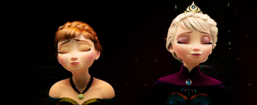 GIF of Anna and Elsa saying chocolate