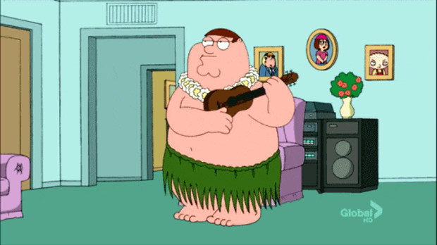 Peter Griffin playing the Ukelele
