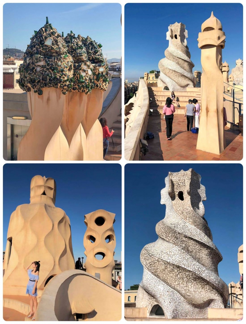 Collage of the chimneys of La Pedrera