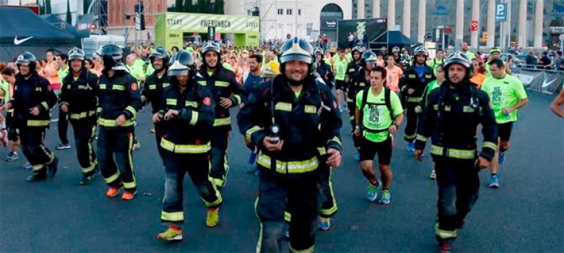 Firefighters running in Barcelona