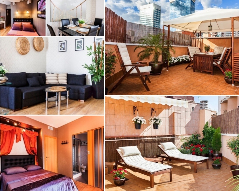 Apartamento de vacaciones en Barcelona con terraza y habitaciones con aire acondicionado