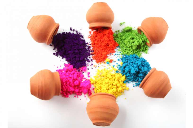 Coloured powder used to spray at the festival 