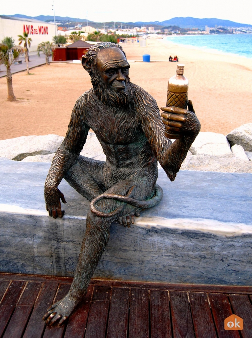 Monkey statue around Badalona beach