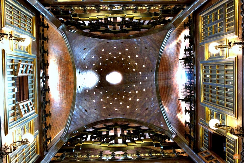 Dome in the main hall Palau Güell Barcelona