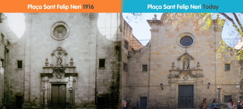 Antes y después, iglesia Sant Felip Neri