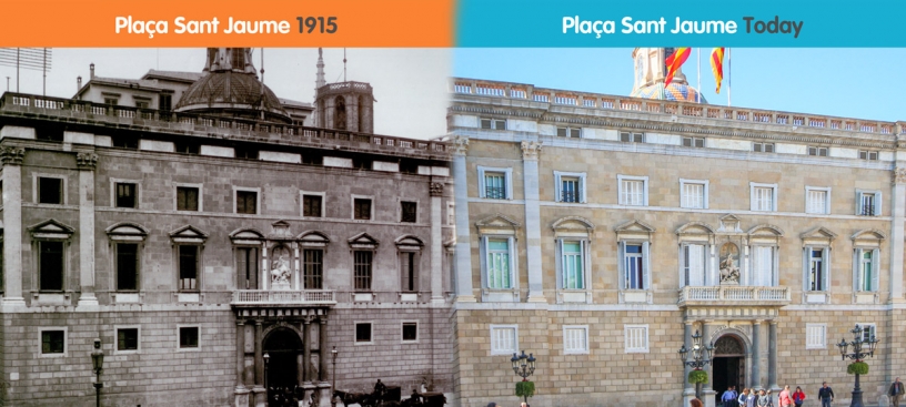 Before and after of Plaça Sant Jaume