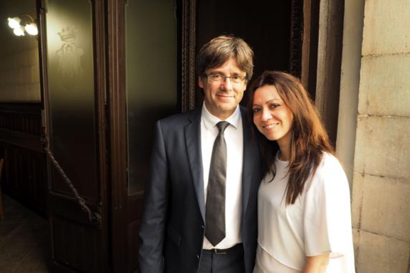 Carles Puigdemont en compagnie de sa femme