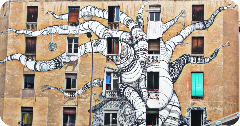 Уличное искусство на улицах Барселоны