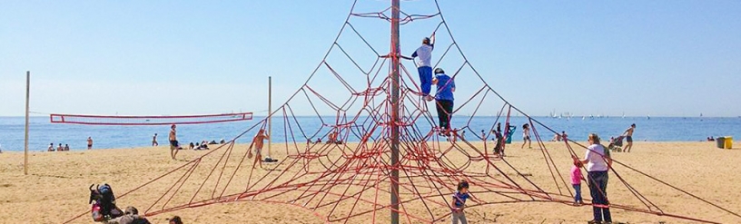 Climbing frame at Nova Icaria Beach