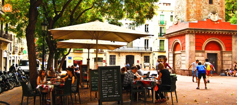 Restaurant Terraces in the district of Gràcia, Barcelona