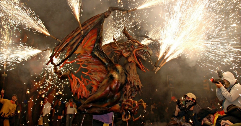 Correfocs on Barcelona