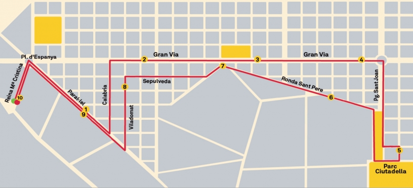 Map of the Cursa de la Mercè Route