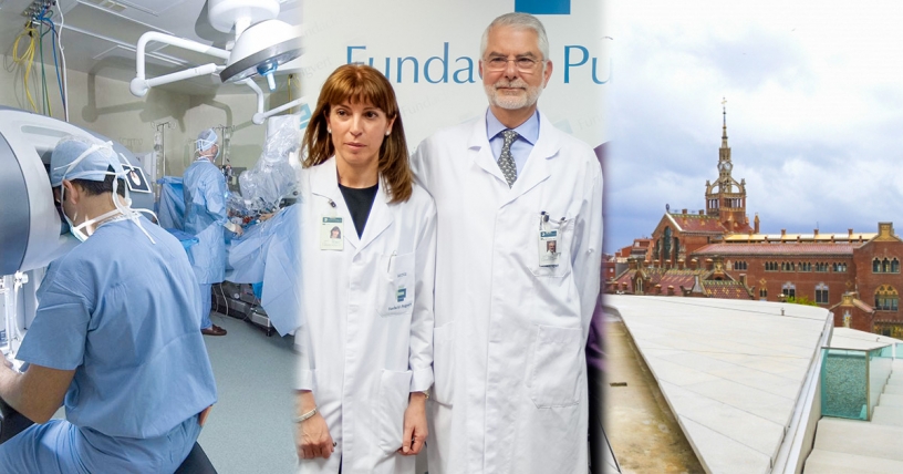 Equipe médicale de la Fondation Puigvert et robot Da Vinci