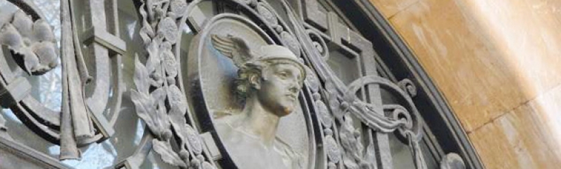 Antiguo Banco Central, escultura de Hermes en Barcelona