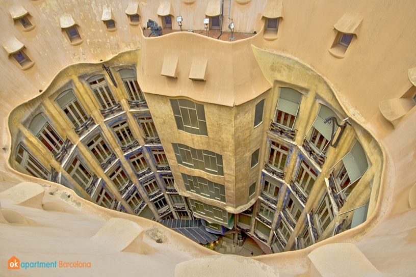 Techo de La Pedrera o Casa Milá de Gaudí en Barcelona