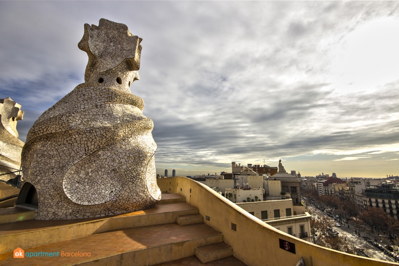 Azotea de La Pedrera o Casa Milá de Gaudí en Barcelona