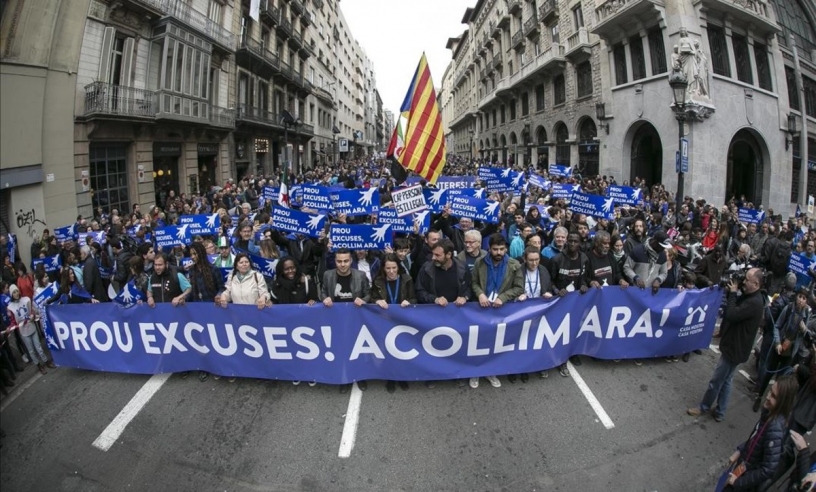 Manifestation in Barcelona for Refugees