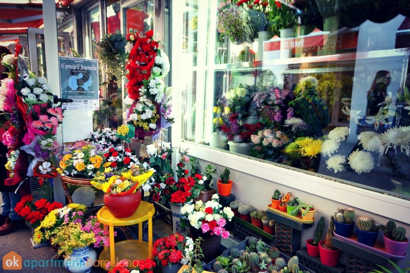 Flowers store at Mercat de Llibertat in Barcelona