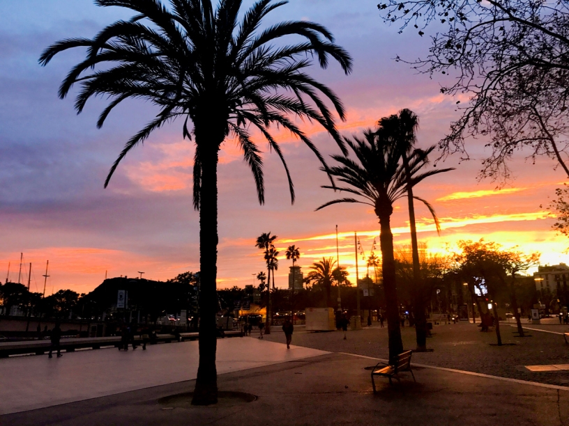 Barcelona sunset port vell