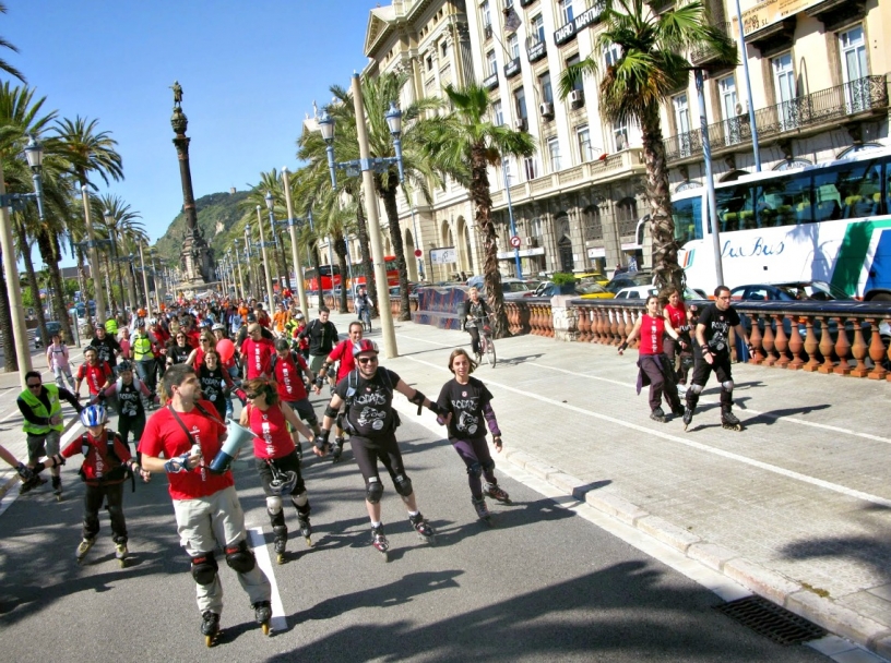 Skating-Gruppe in Barcelona