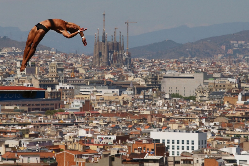 Diving board at Montjuic in Barcelona