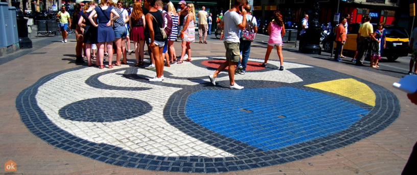 Mosaico-Mosaiken av Miró på Las Ramblas