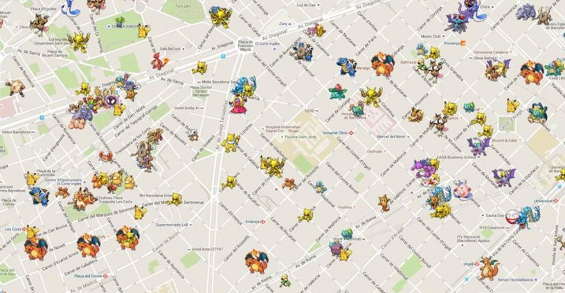 Mappa dei Pokemon a Barcellona