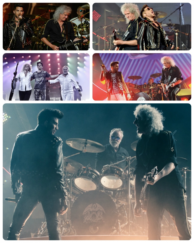 Queen actuando con Adam Lambert