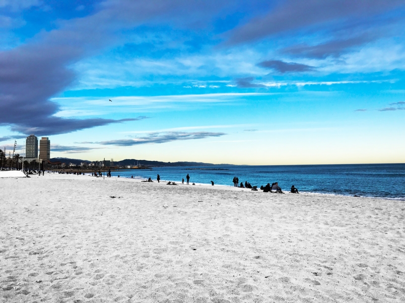 white sand Sant Sebastia Beach Barcelona